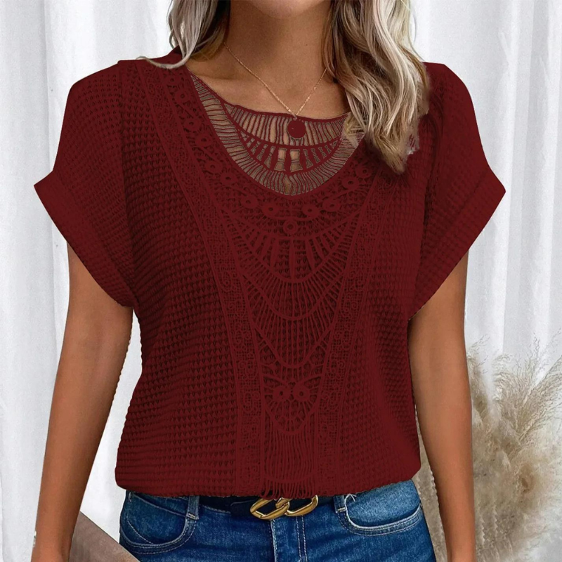 Damski top Helene – elegancki koronkowy design, pochlebny krój i wygodna tkanina