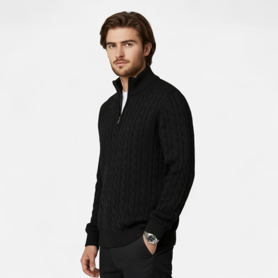 Cove Pull Col Roulé Zippé Bărbați – Tricot Gros Ripă & Croială Lejeră Elegantă