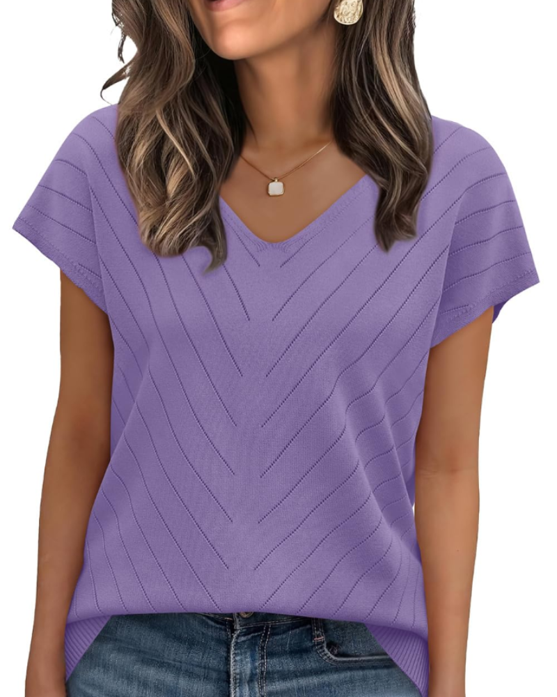 Orina Top for Women – Lightweight Short Sleeve V-Neck Chic & Business Casual Style