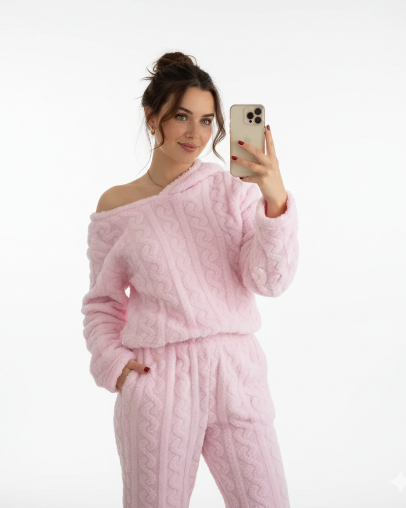 Pijama Unisex Jheyda WinterSoft din Fleece Coral – Set Cald și Moale pentru Iarnă și Relaxare
