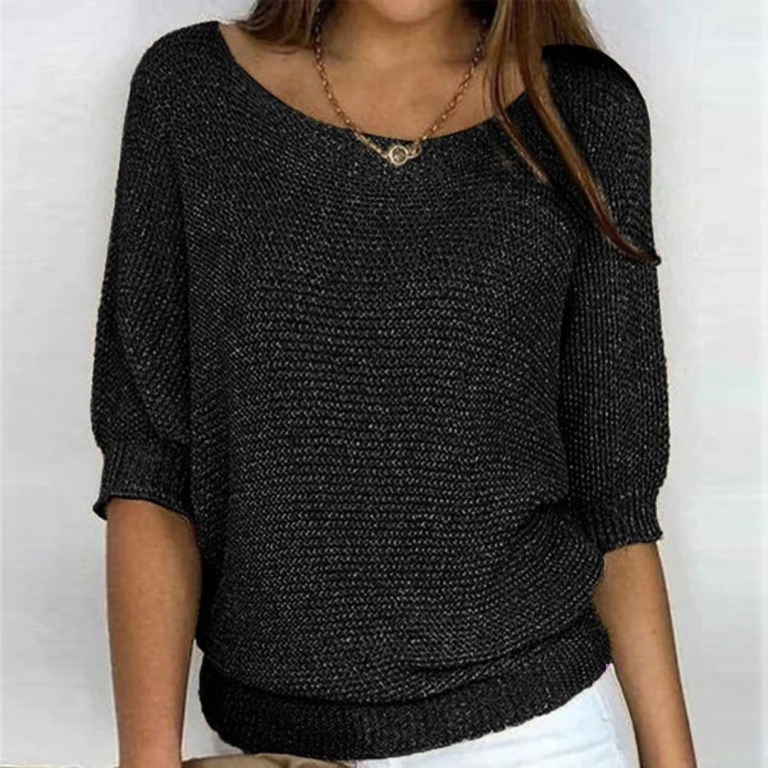 Lilah Light Sweater – Fine Knit Sweater with Batwing Sleeves & Elegant Boat Neck