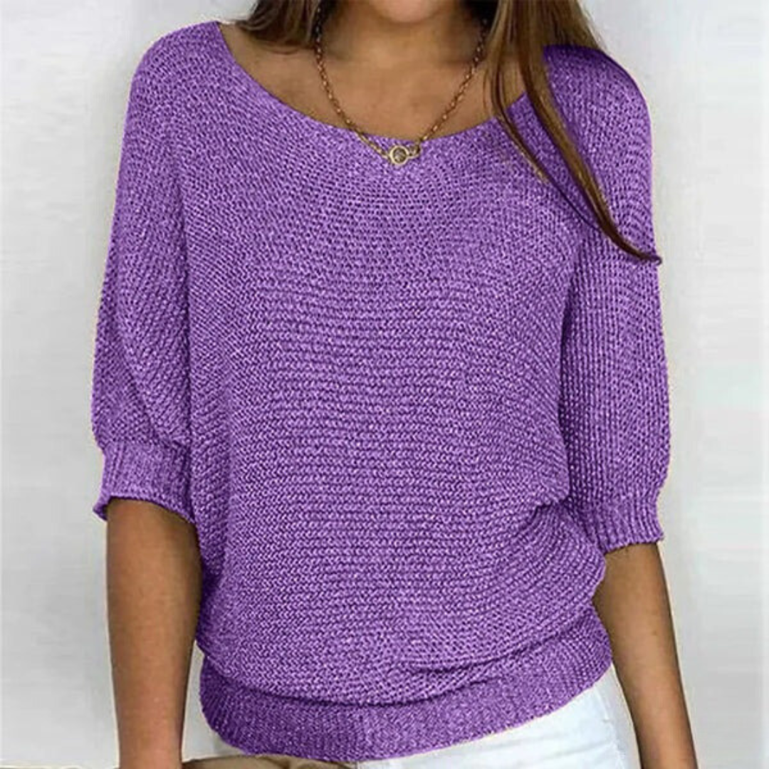 Lilah Light Sweater – Fine Knit Sweater with Batwing Sleeves & Elegant Boat Neck