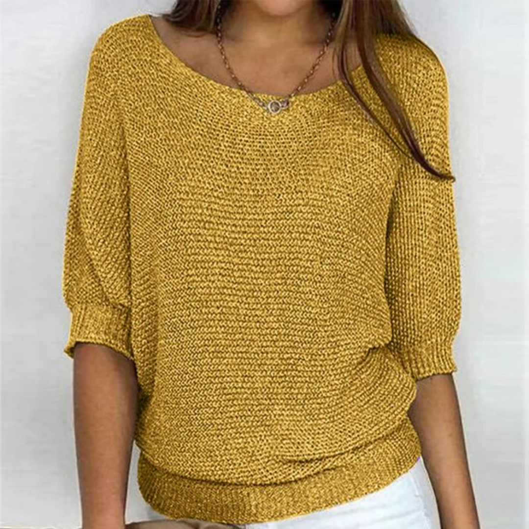 Lilah Light Sweater – Fine Knit Sweater with Batwing Sleeves & Elegant Boat Neck