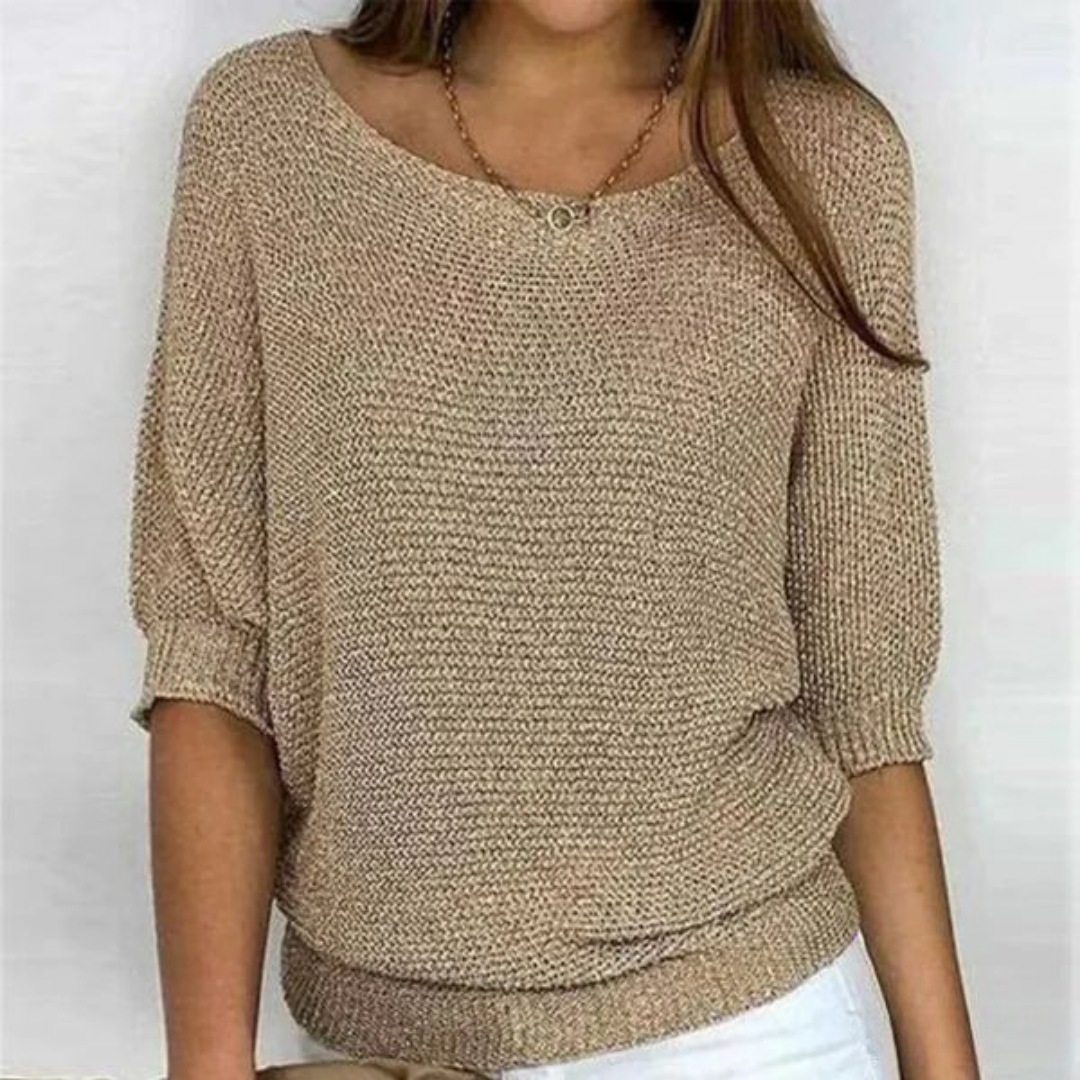 Lilah Light Sweater – Fine Knit Sweater with Batwing Sleeves & Elegant Boat Neck
