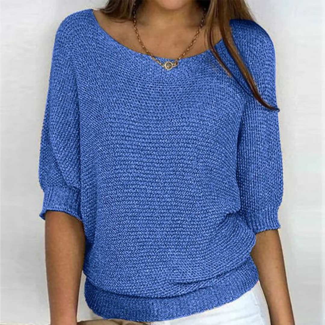 Lilah Light Sweater – Fine Knit Sweater with Batwing Sleeves & Elegant Boat Neck