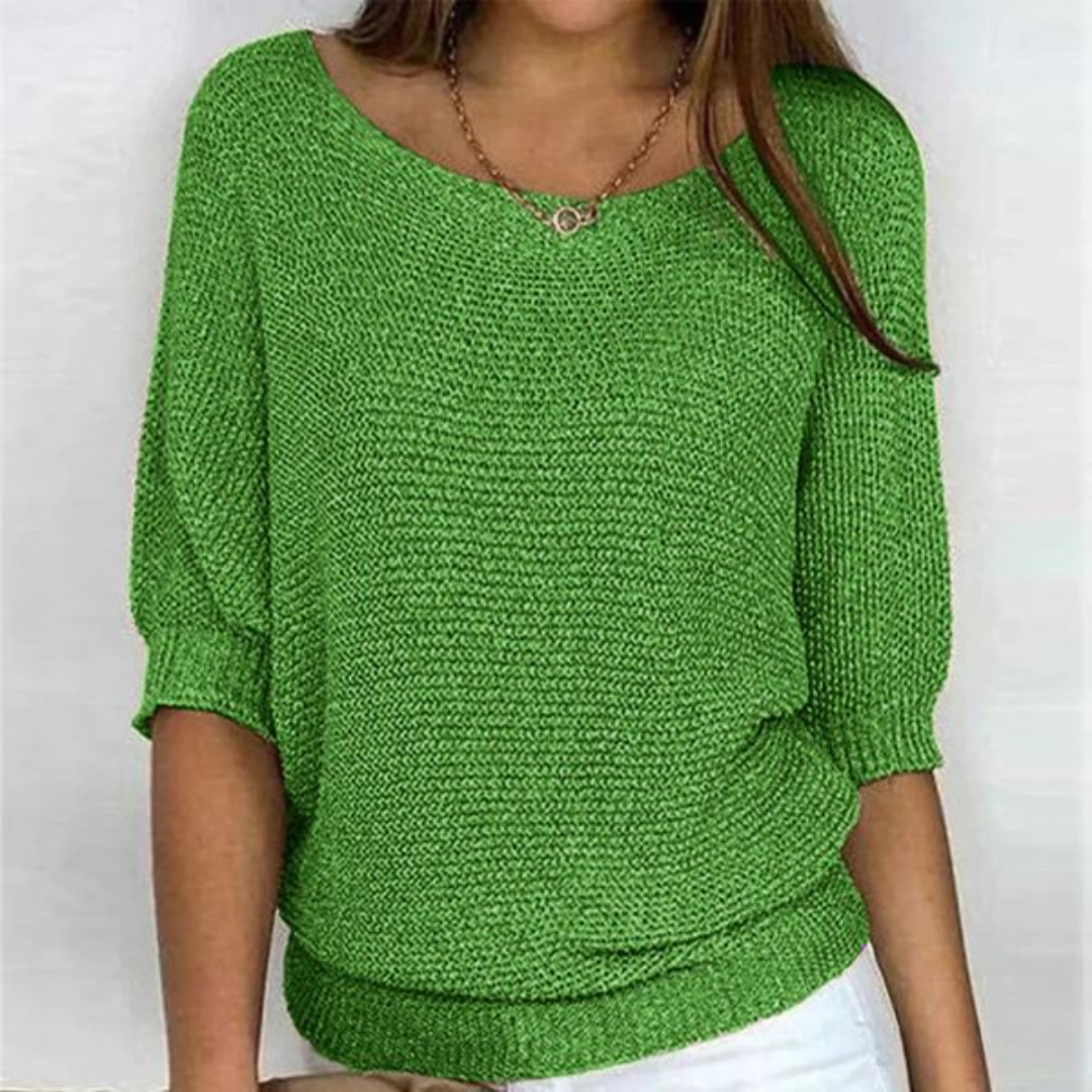 Lilah Light Sweater – Fine Knit Sweater with Batwing Sleeves & Elegant Boat Neck