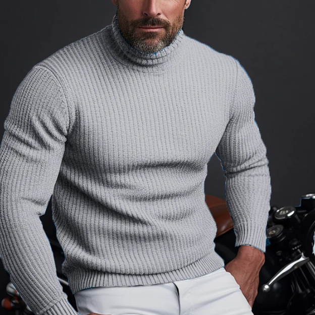 Lorenzo Pull à Col Roulé en Coton Homme – Maille Douce et Respirante avec Coupe Moderne Ajustée