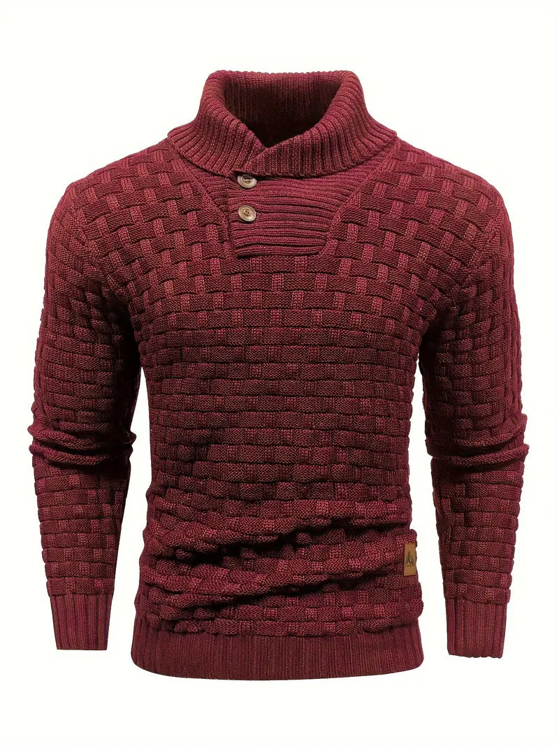 Aaron Pull Pánský Rolák – Tlustá Pletenina, Teplý a Elegantní s Dřevěnými Knoflíky