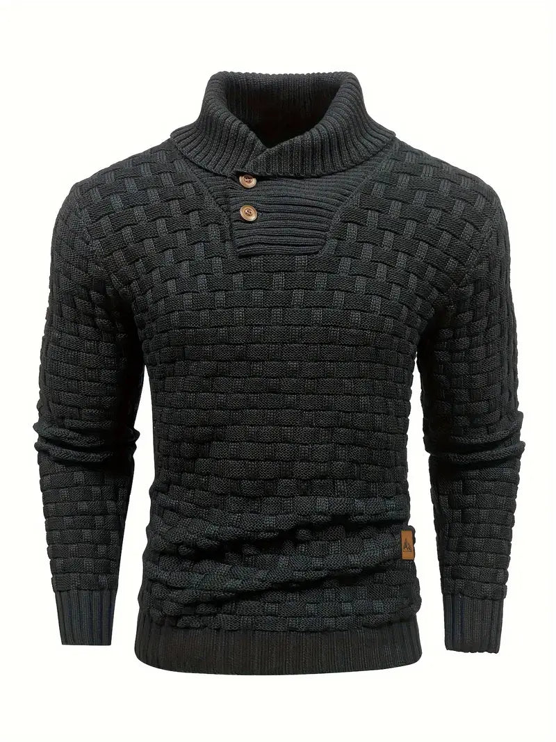 Aaron Pull Pánský Rolák – Tlustá Pletenina, Teplý a Elegantní s Dřevěnými Knoflíky