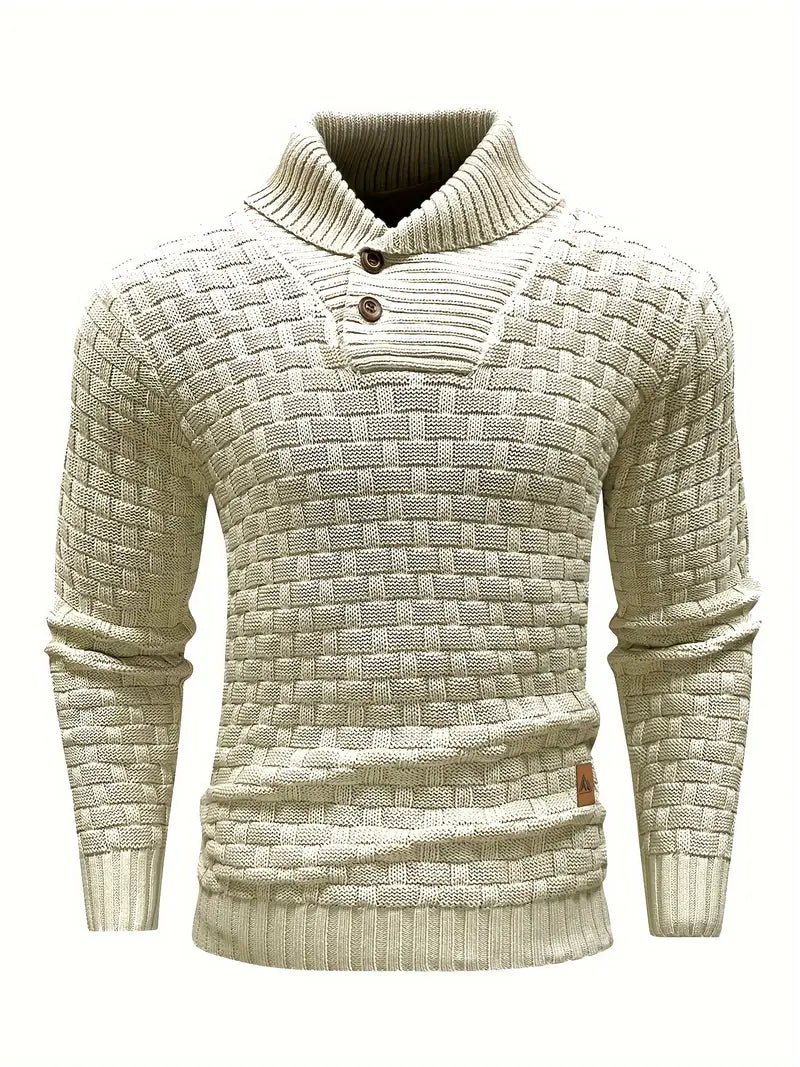 Aaron Pull Pánský Rolák – Tlustá Pletenina, Teplý a Elegantní s Dřevěnými Knoflíky