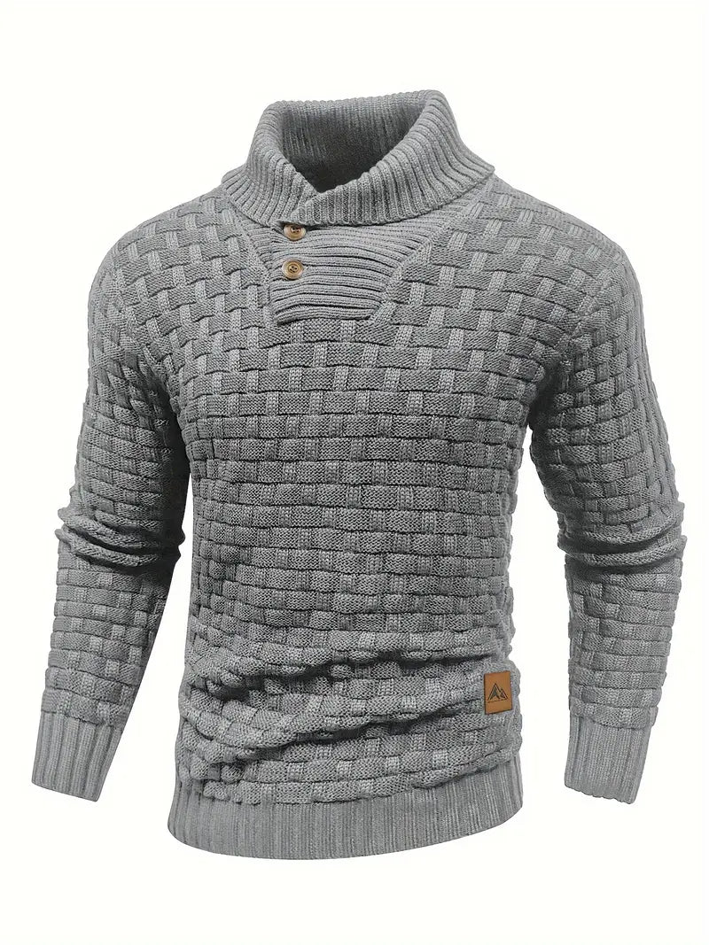 Aaron Pull Pánský Rolák – Tlustá Pletenina, Teplý a Elegantní s Dřevěnými Knoflíky