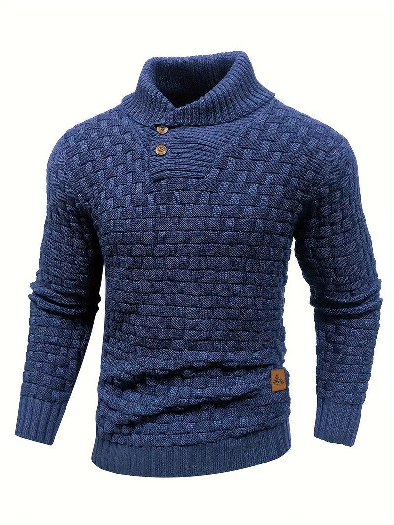 Aaron Pull Pánský Rolák – Tlustá Pletenina, Teplý a Elegantní s Dřevěnými Knoflíky
