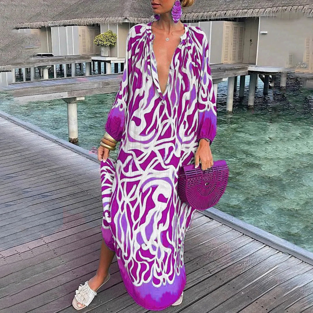 Paulette Lange Damesjurk – Boheemse Stijl Maxi Lichtgewicht Ideaal voor het Strand en de Zomer
