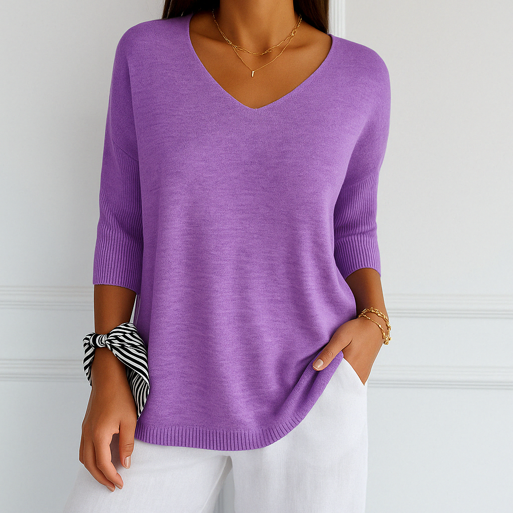 Coraline Pull Col V Femme – Feinstrick, weich & elegant für einen raffinierten Stil