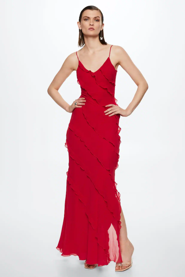 Robe Longue Femme Ashtine – Leichtes Sommerkleid mit Volants und mehrlagigem Rock & Strandlook