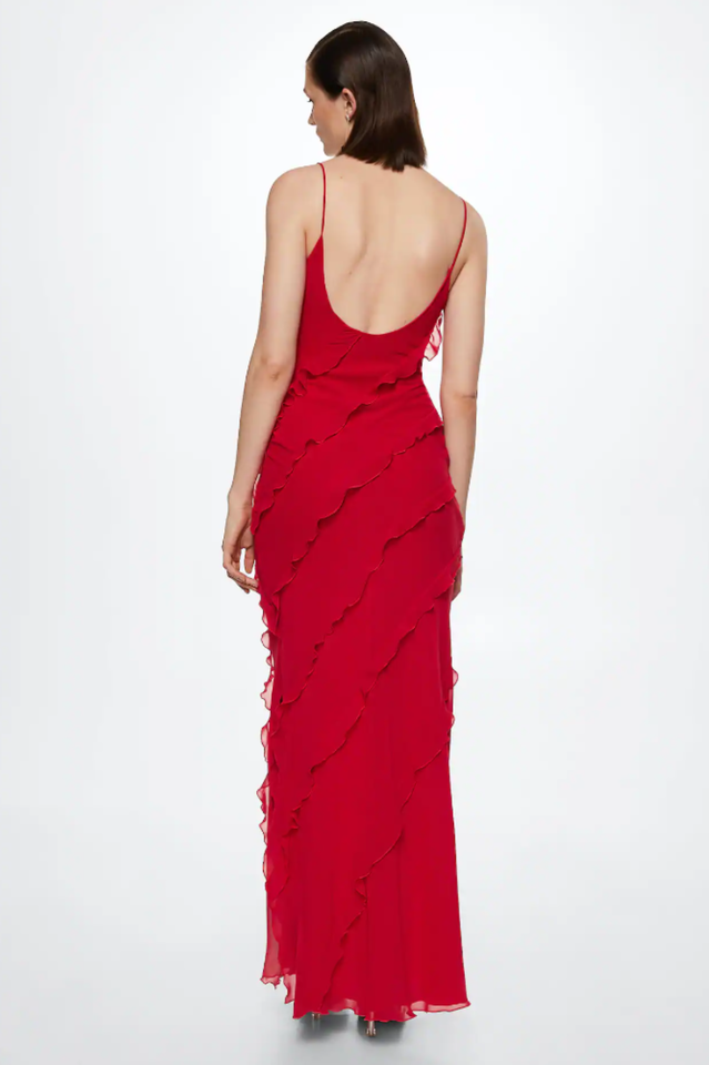 Robe Longue Femme Ashtine – Leichtes Sommerkleid mit Volants und mehrlagigem Rock & Strandlook