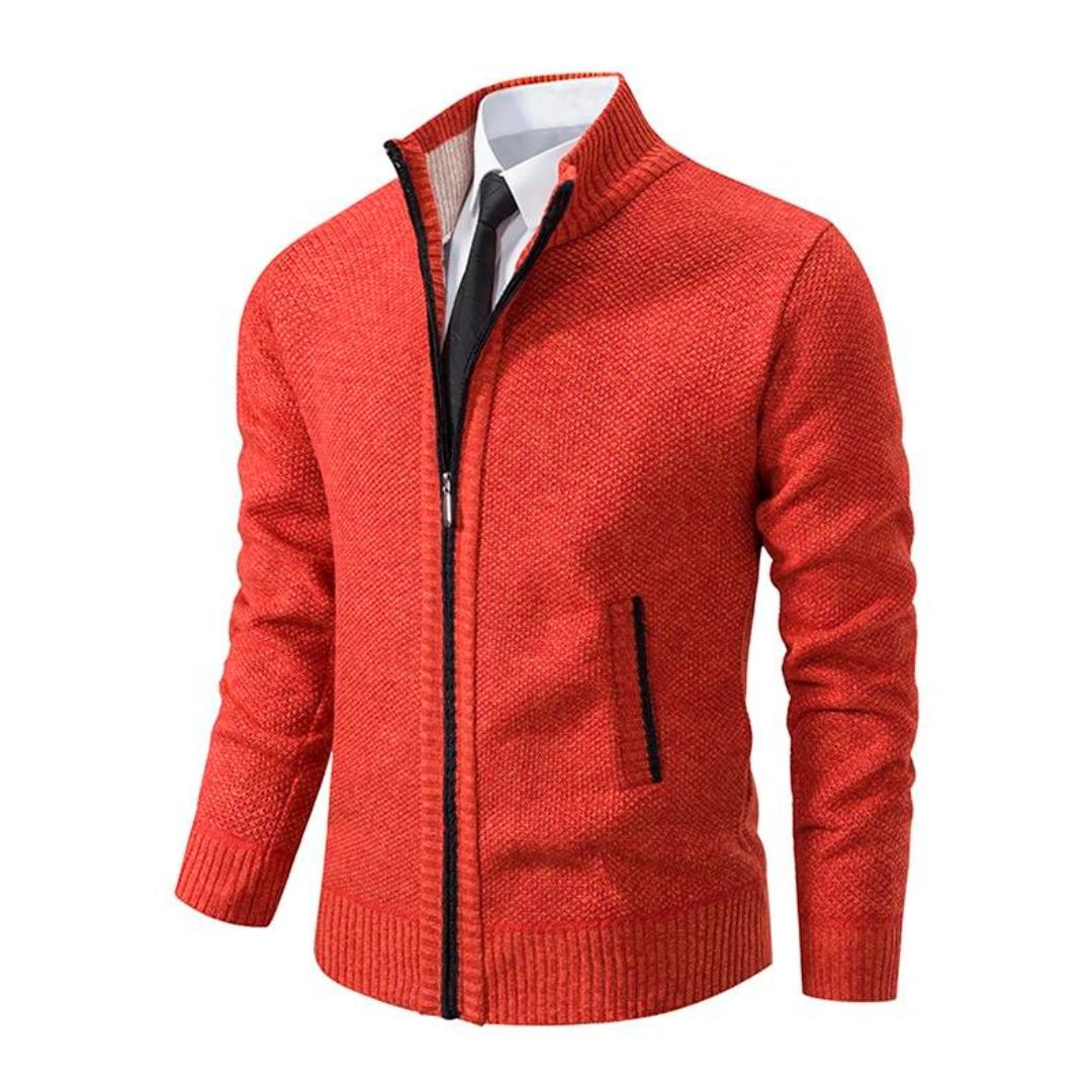 Męski sweter Adrian – czarny dzianinowy z zapięciem na zamek, elegancki i wygodny na każdą okazję