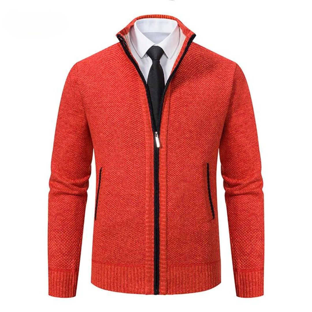 Męski sweter Adrian – czarny dzianinowy z zapięciem na zamek, elegancki i wygodny na każdą okazję