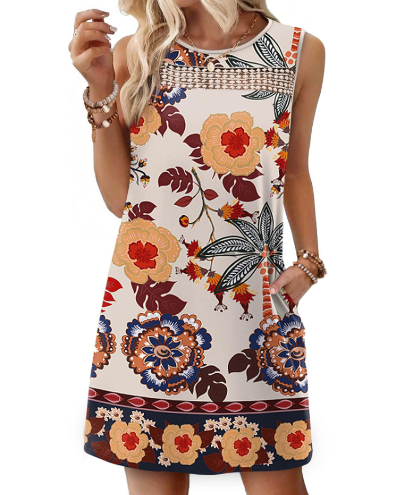 Vestido Mini Renee Femme – Vestido de Verano con Tirantes de Encaje, Corte Fluido con Bolsillos, Estilo Elegante