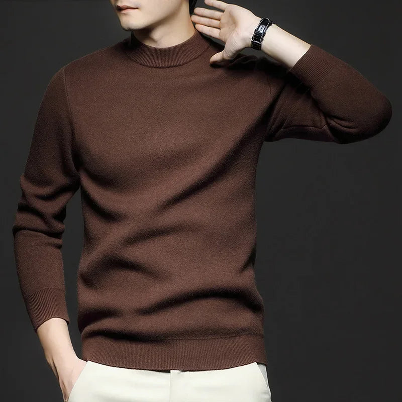 Victor Pull en laine pour homme – Maille chaude premium avec col mi-haut et coupe moderne