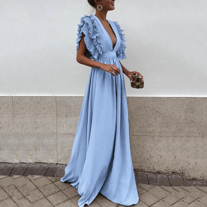 Marthe Robe de Soirée Longue Femme – Élégante Robe Maxi avec Coupe Fluide