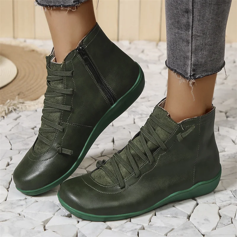 Myline Bottines Femme – Bottines en Cuir Imperméable Lacées avec Semelle Amortissante
