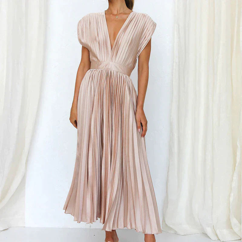 Denise Robe Plissée Femme – Élégance Intemporelle & Texture Sophistiquée, Plusieurs Couleurs