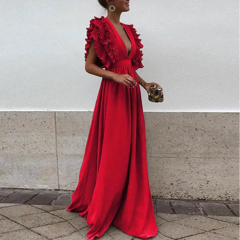 Marthe Robe de Soirée Longue Femme – Élégante Robe Maxi avec Coupe Fluide
