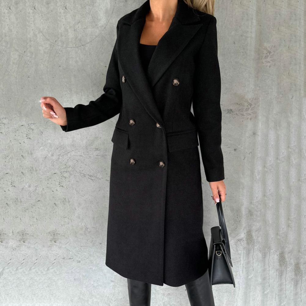 Georgia Manteau Long en Laine Mélangée pour Femme – Elegantes Design mit Notch-Revers in klassischen Winterfarben