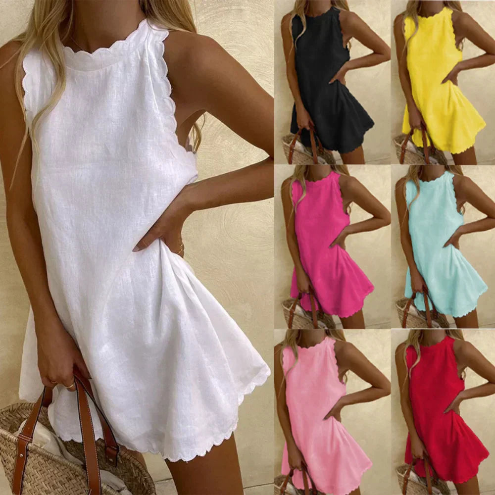 Robe d'Été Courte Femme Odalys – Design Léger Sans Manches pour Tenues Décontractées et de Plage