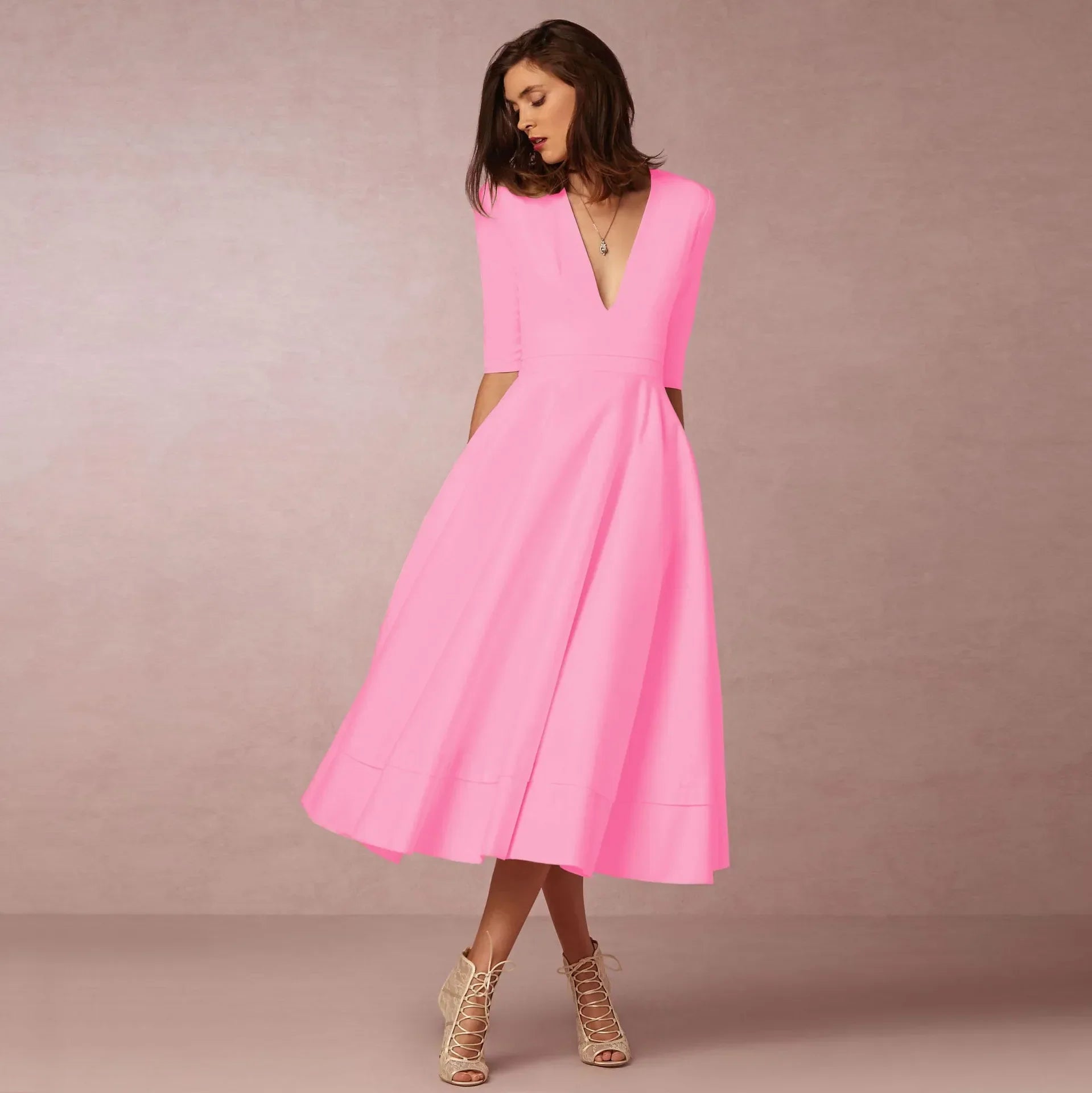 Ivoire Robe Midi Femme – Robe ceñida de algodón con corte elegante