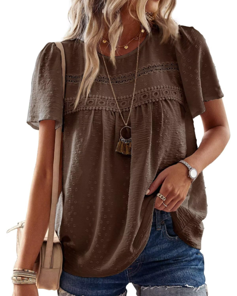 Blusa Naira Donna – Top Bohemien in Mussola con Pizzo e Taglio Fluido