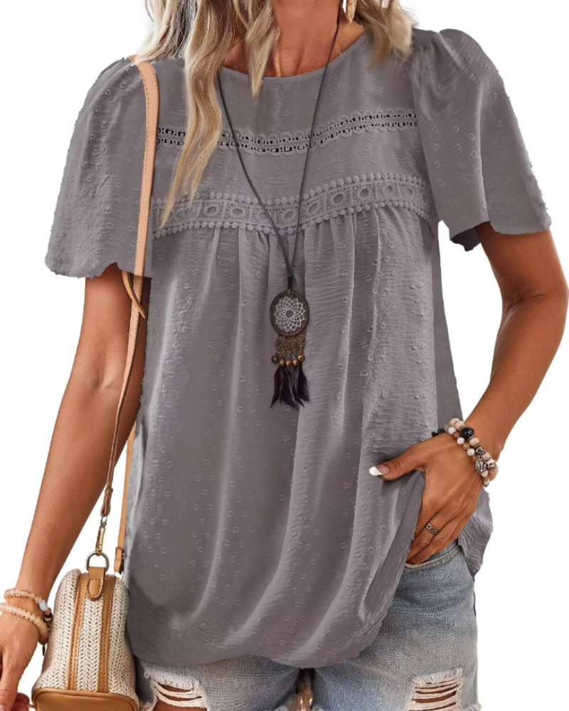 Blusa Naira Donna – Top Bohemien in Mussola con Pizzo e Taglio Fluido