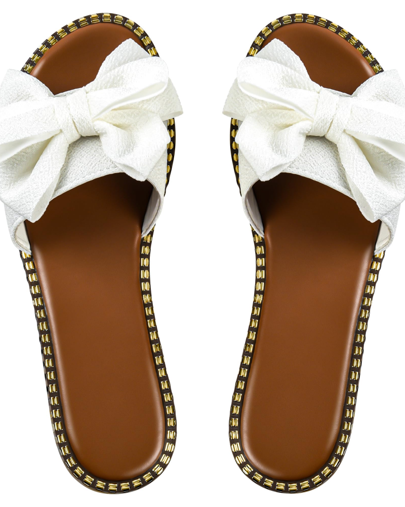 Jola Dámske Mule – Ploché Sandále s Elegantnou Mašľou & Letný Slip-On Dizajn