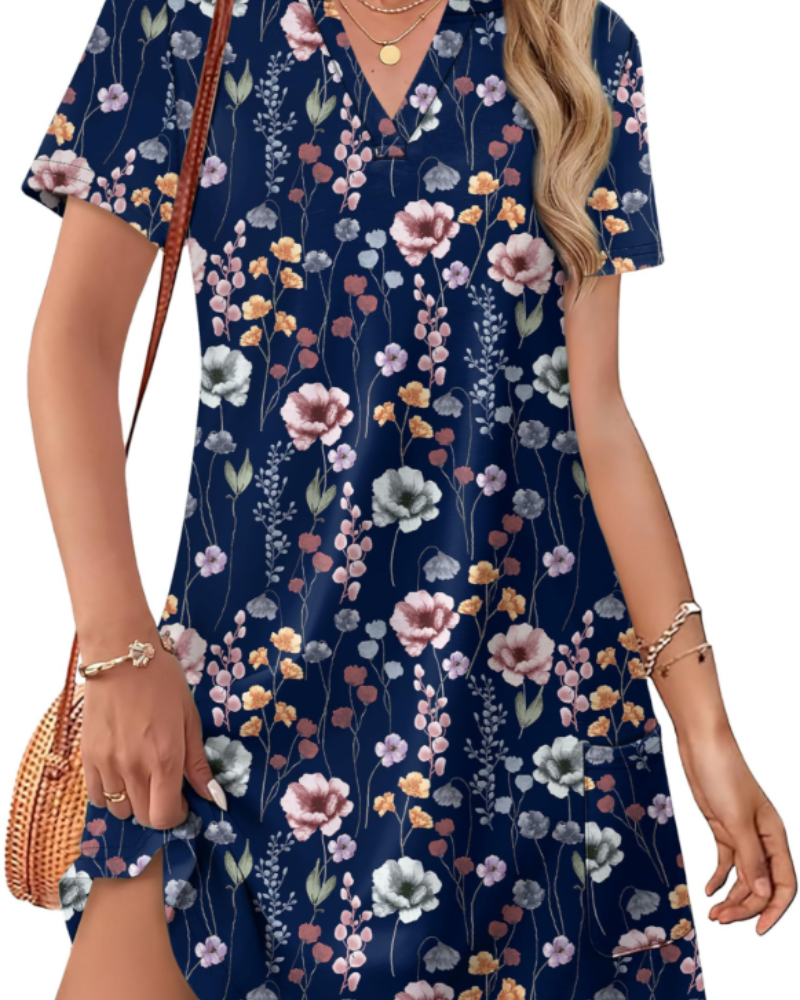 Sherry Naisten Kesämekko – Tyylikäs V-kaula-aukollinen Midi-mekko, Boheemi ja Laskostettu Leikkaus Lomille & Häihin