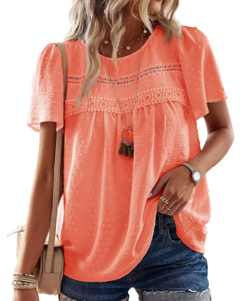 Blusa Naira Donna – Top Bohemien in Mussola con Pizzo e Taglio Fluido