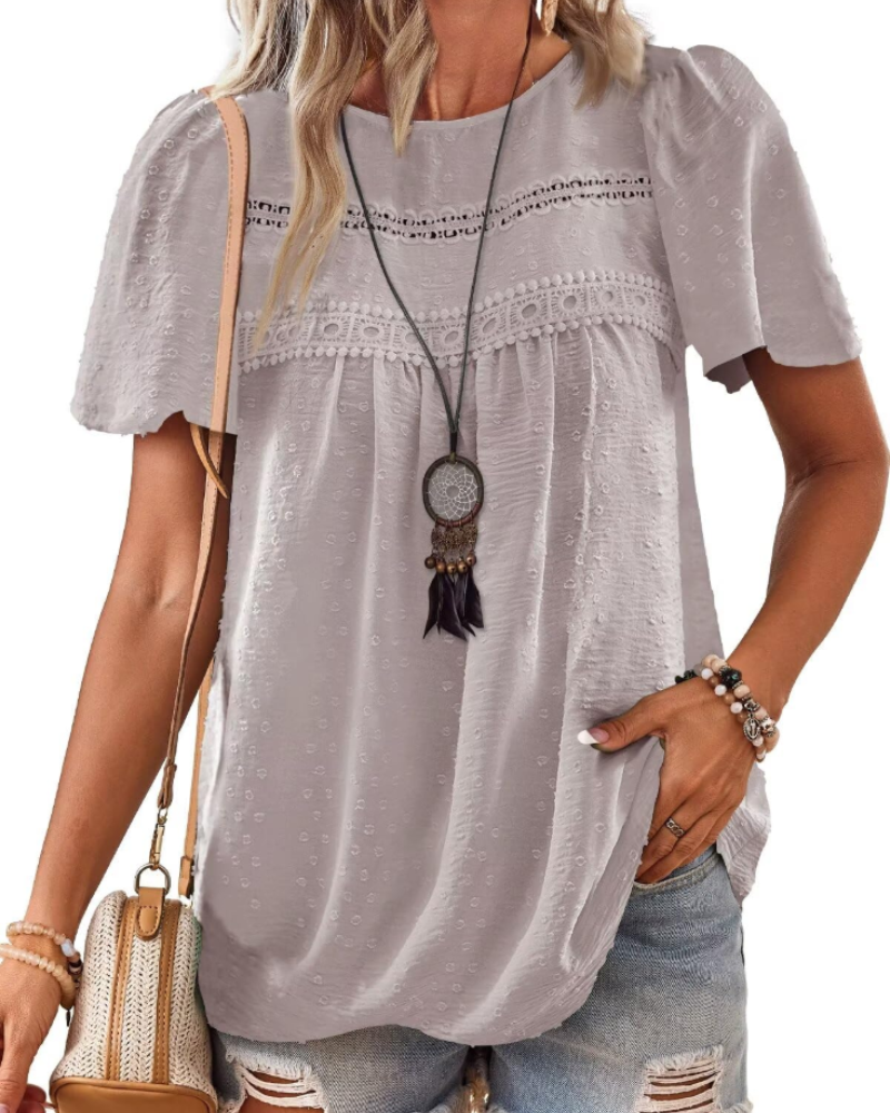 Blusa Naira Donna – Top Bohemien in Mussola con Pizzo e Taglio Fluido