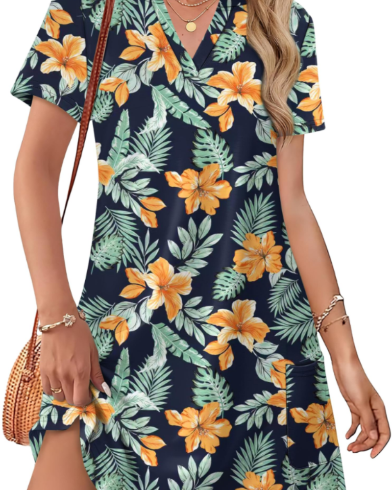 Sherry Naisten Kesämekko – Tyylikäs V-kaula-aukollinen Midi-mekko, Boheemi ja Laskostettu Leikkaus Lomille & Häihin