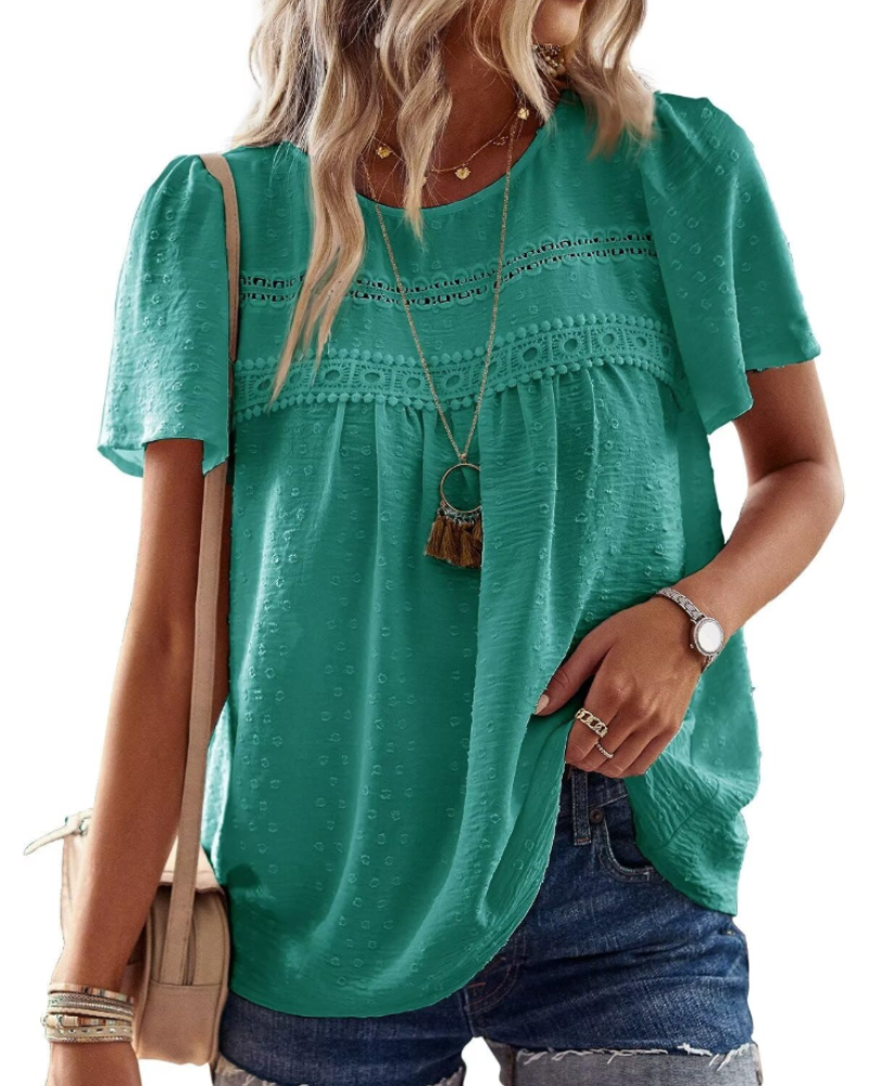 Blusa Naira Donna – Top Bohemien in Mussola con Pizzo e Taglio Fluido