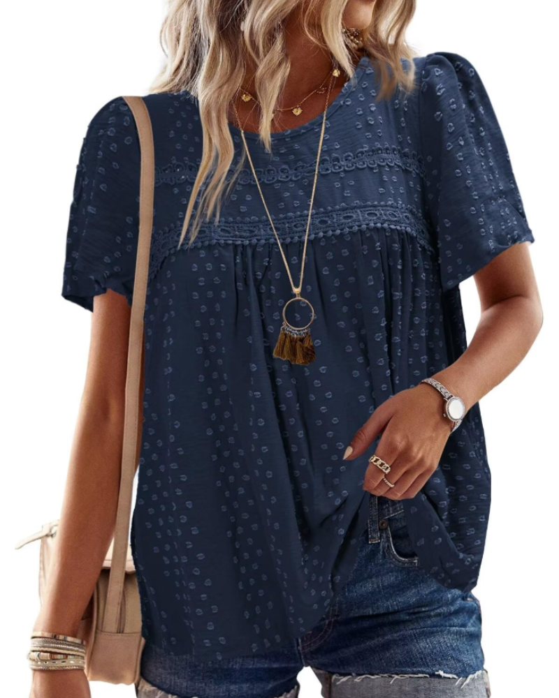 Blusa Naira Donna – Top Bohemien in Mussola con Pizzo e Taglio Fluido