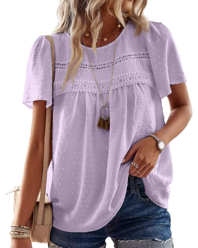 Blusa Naira Donna – Top Bohemien in Mussola con Pizzo e Taglio Fluido
