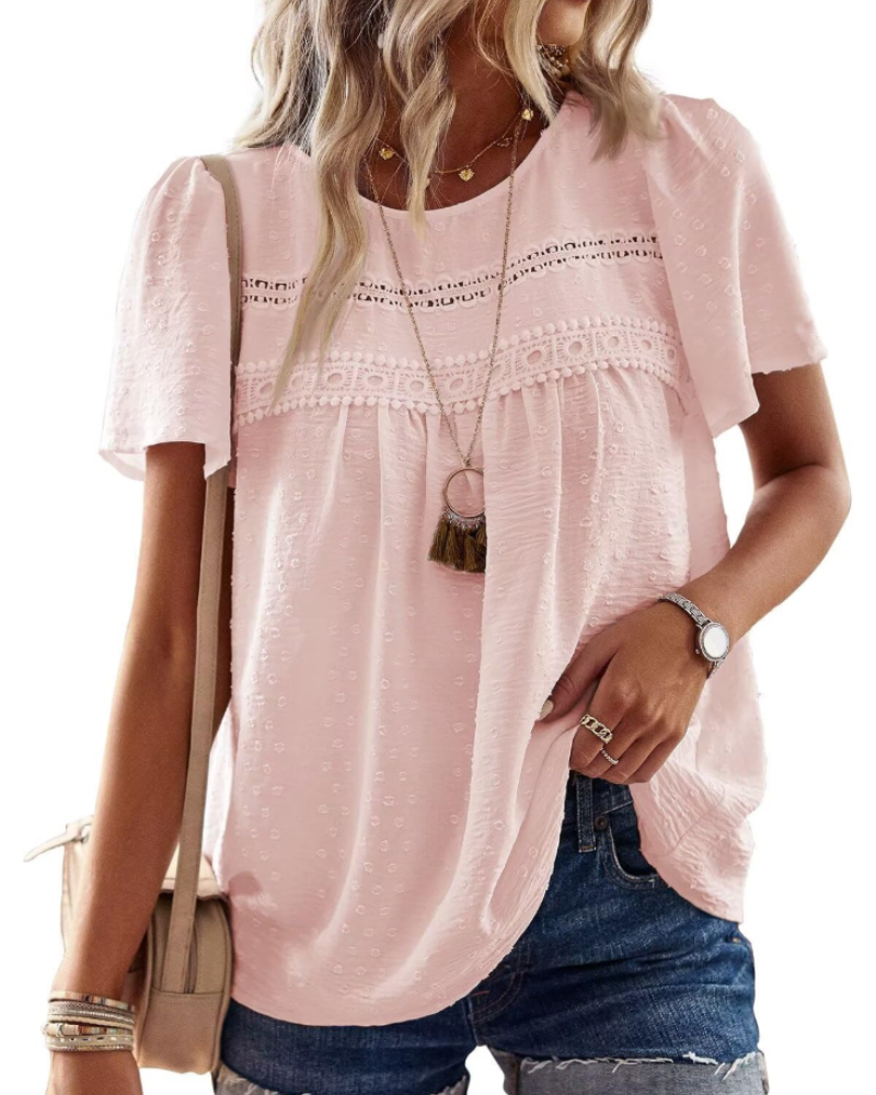 Blusa Naira Donna – Top Bohemien in Mussola con Pizzo e Taglio Fluido