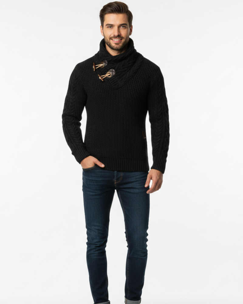 Tobias Gilet Homme Col Roulé – Boutons & Détails Métalliques, Confort Automne