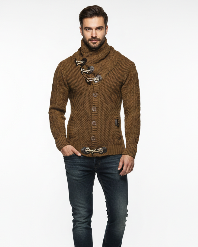 Tobias Gilet Homme Col Roulé – Boutons & Détails Métalliques, Confort Automne