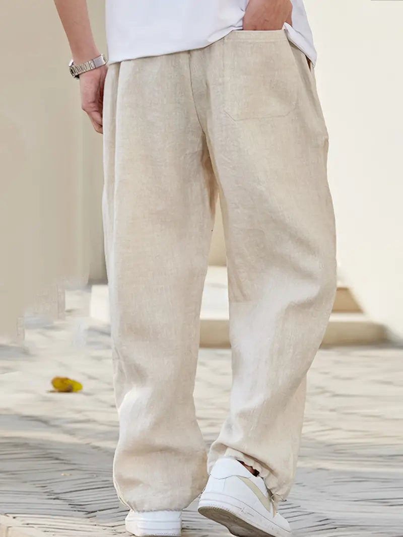Pantalon en Lin pour Hombre Liam – Pantalon Estival Ample con Confort Respirante y Diseño Durable