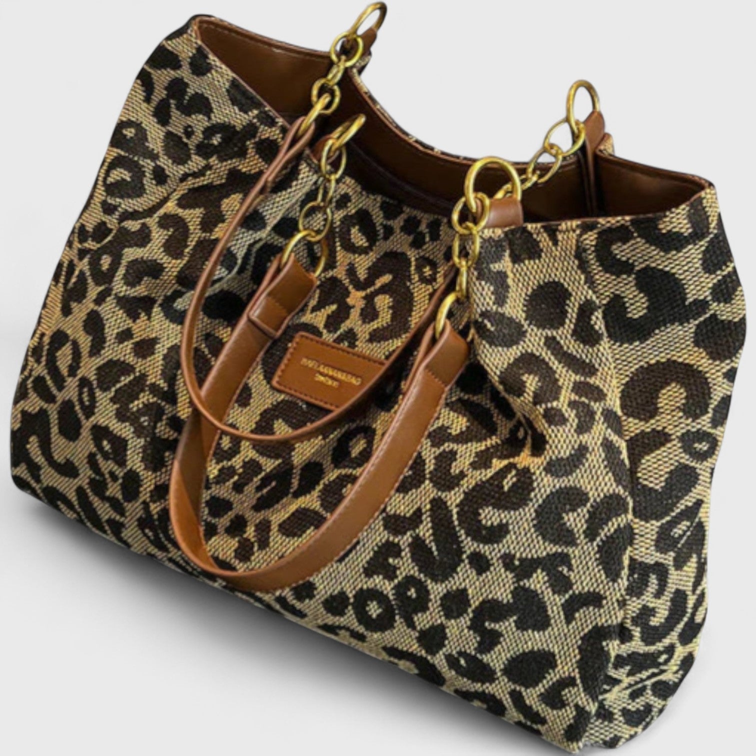 Borsa della spesa in tela da donna Kailany - Grande stampa leopardata con manici e tracolla regolabile