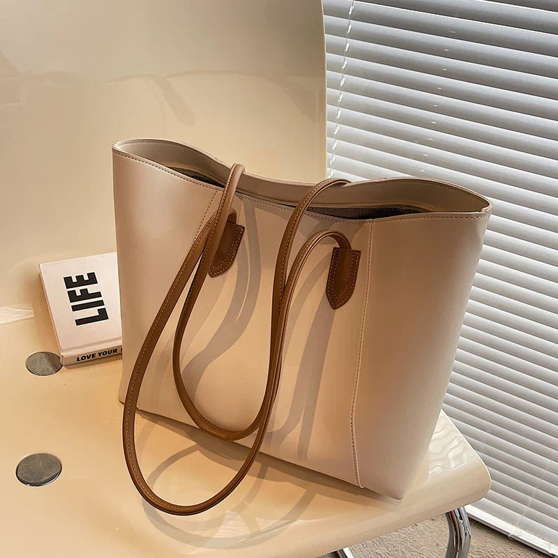 Jivika Saco de Mão Mulher – Grande Bolsa de Mão em Pele Sintética com Compartimento Espaçoso e Bolsos Interiores