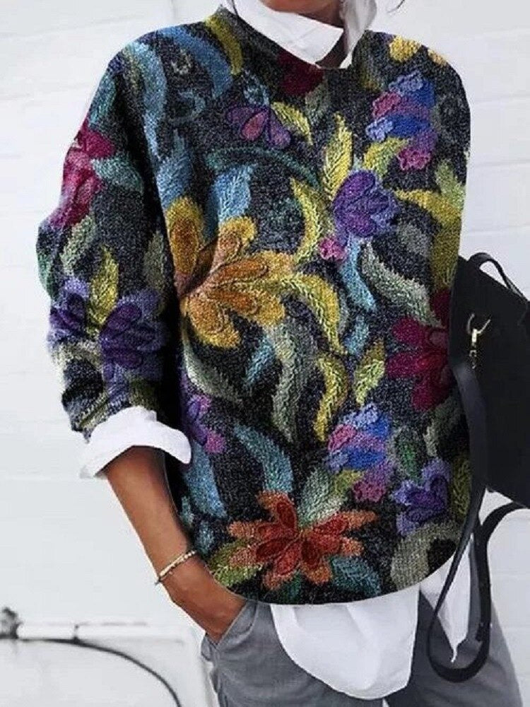 Nevaeh Pull Femme – Motifs Floraux, Maille Douce & Style Coloré Confortable