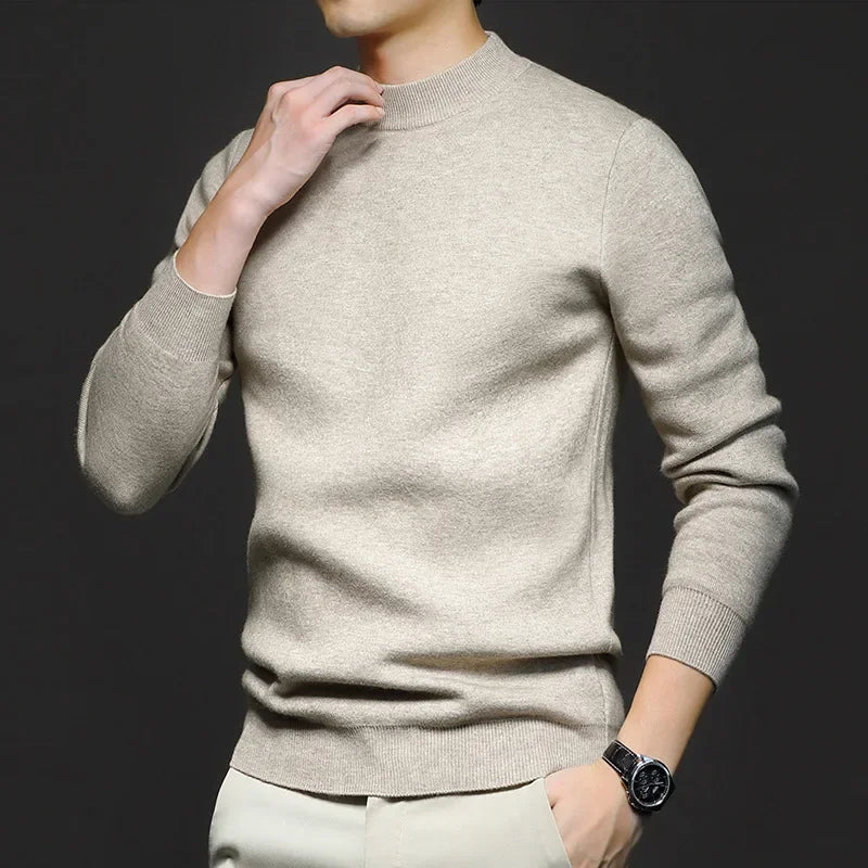 Victor Pull en laine pour homme – Maille chaude premium avec col mi-haut et coupe moderne