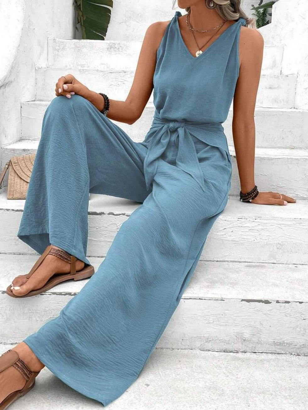 Amelita Combinaison Femme – Combinaison Chic con Pantalón de Piernas Anchas Elegantes